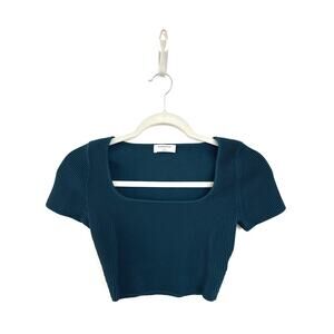 Aritzia Deep Blue Ribbed Crop Top